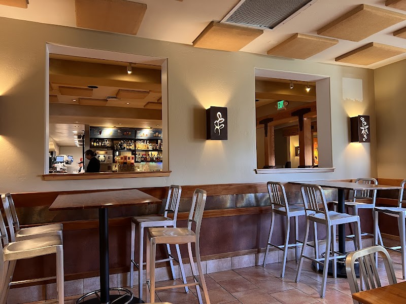 Bar seating, relaxed interior