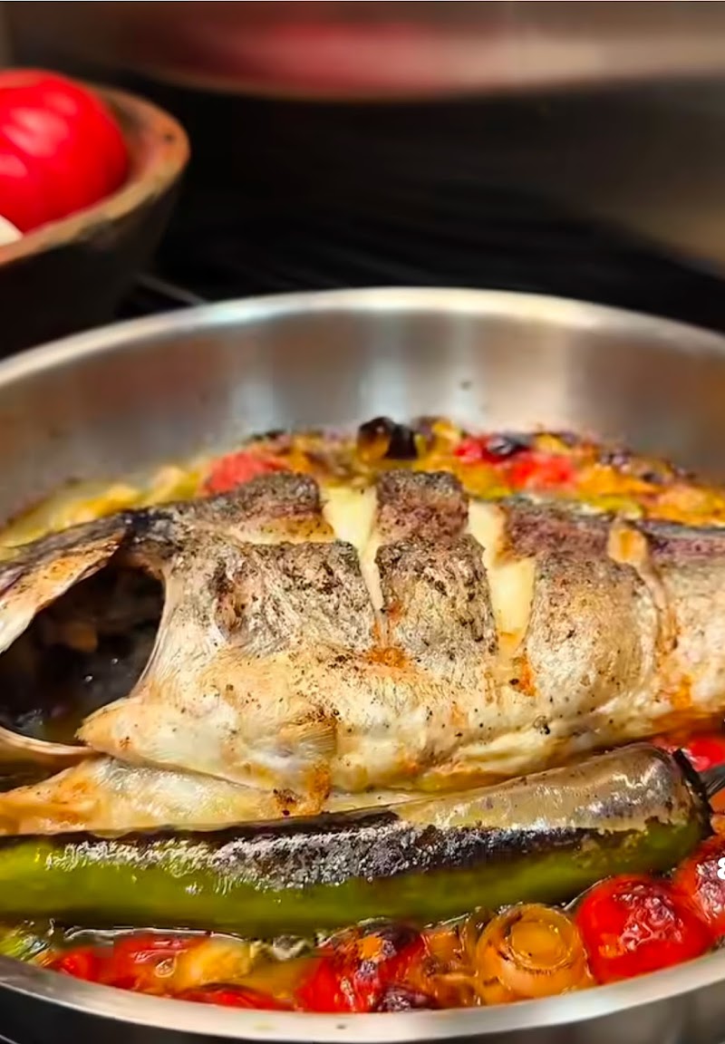 Whole fish, roasted vegetables