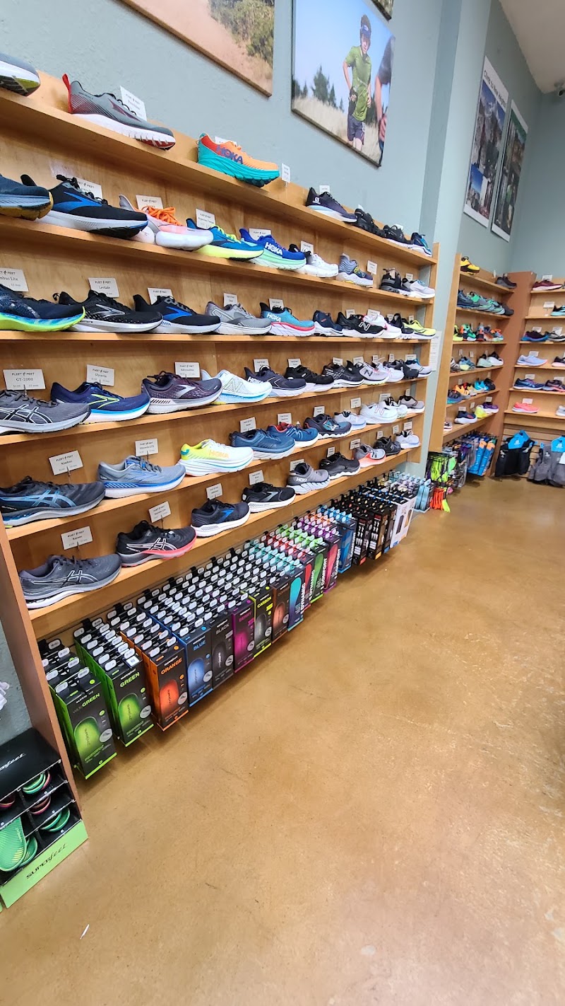 Rows of running shoes