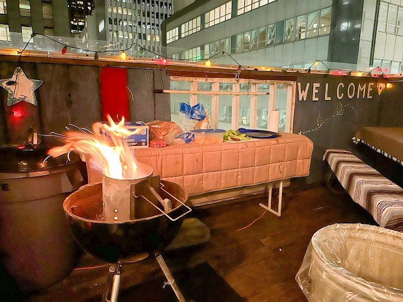 Rooftop welcome gathering spot