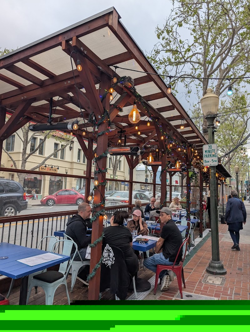 Covered patio, street-side dining