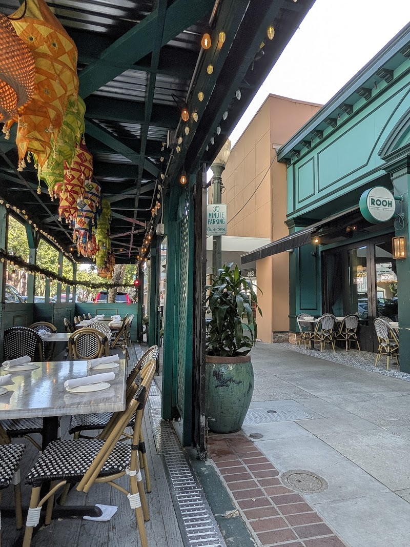 Lively streetside patio dining