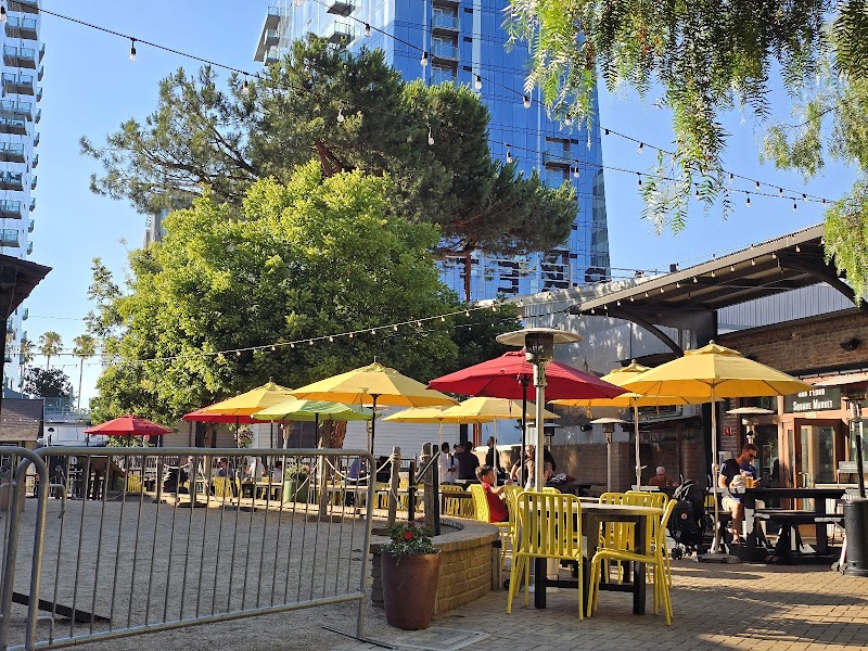 Colorful outdoor patio seating